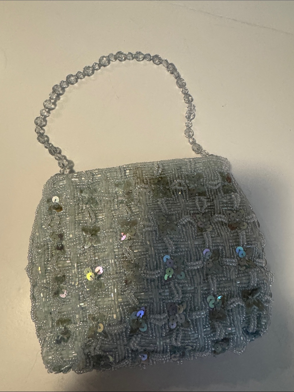 Beaded Sequin Evening Bag - Powder Blue
